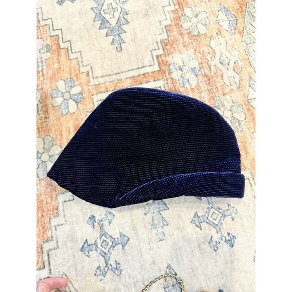 Vintage Yvonne Saint Laurent Blue velvet Peter Pan vintage stunning hat main image 4
